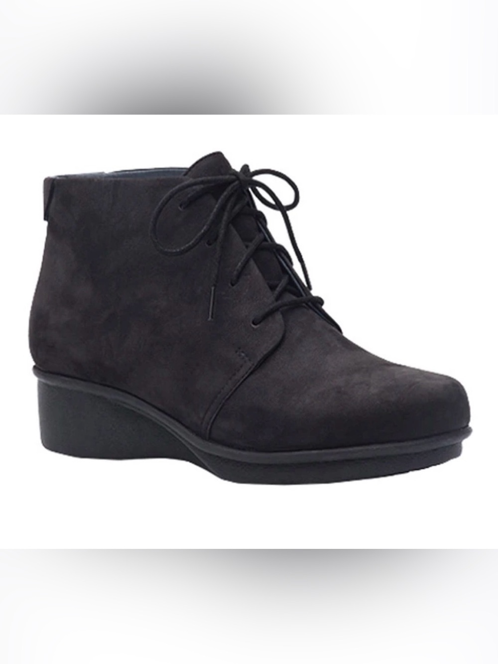 Dansko Women’s Lucille Black Suede Wedge Ankle Boots Size EU 39